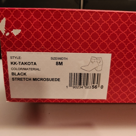 NEW KELLY & KATIE BLACK STRETCH VEGAN MICROSUEDE BOOTIES WITH BLACK BOWS - SZ 8 - Picture 10 of 10